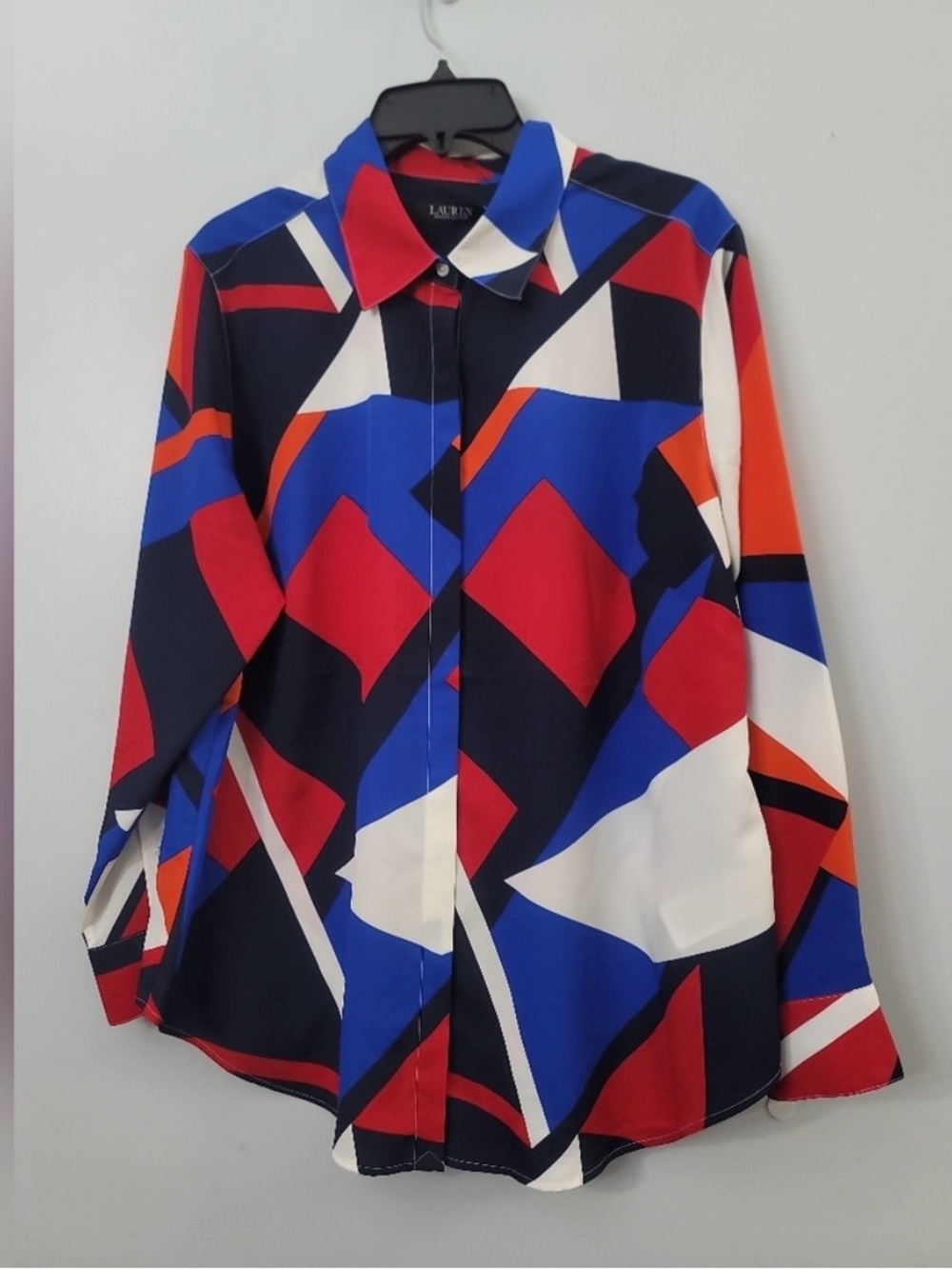 Lauren Ralph Lauren Geometric-Print Long-Sleeve Shirt — size Large NWT